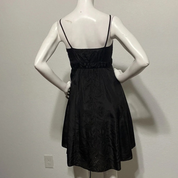 Banana Republic 100% Silk Black Fit & Flare Dress Size 2 Petite - Picture 5 of 11